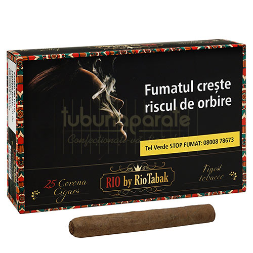 Tigari de foi RIO by RioTabak Corona Cigars 430g (25) Cutie din lemn cu 25 de tigari de foi fara filtru RIO by RioTabak Corona Cigars