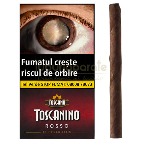 Tigari de foi Toscanino Rosso 38g (cafea) 10 Pachet cu 10 tigari de foi fara filtru cu aroma de cafea Toscanino Rosso