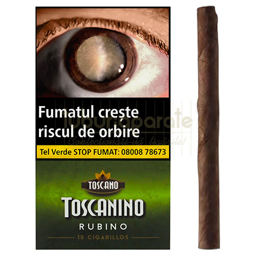 Tigari de foi Toscanino Rubino 38g (mere si scortisoara) 10 Pachet cu 10 tigari din foi fara filtru cu aroma de mere si scortisoara Toscanino Rubino