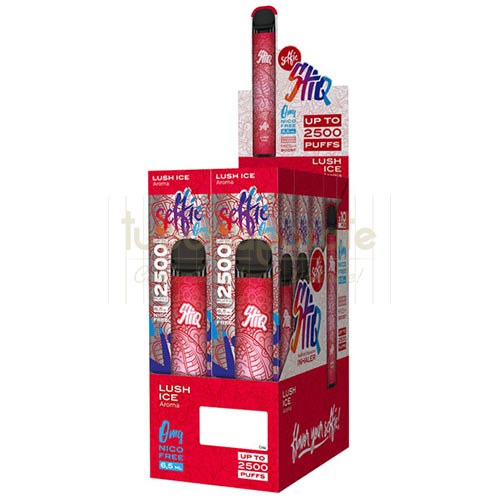 Mini narghilea Selfie STIQ Ice Lush (0 mg) 2500 pufuri Tigara electronica de unica folosinta fara nicotina, 2500 pufuri si aroma de pepene verde si geata Selfie STIQ Ice Lush