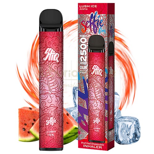 Mini narghilea Selfie STIQ Ice Lush (0 mg) 2500 pufuri Tigara electronica de unica folosinta fara nicotina, 2500 pufuri si aroma de pepene verde si geata Selfie STIQ Ice Lush