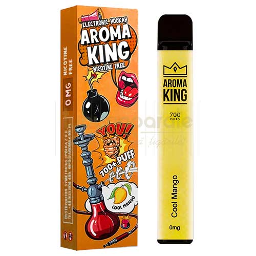 Narghilea electronica fara nicotina Aroma King Cool Mango (700) 0 mg Mini narghilea fara nicotina cu aroma de mango si 700+ pufuri Aroma King Cool Mango