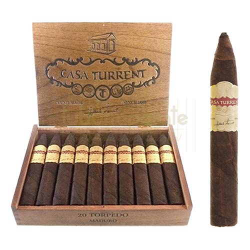 Trabucuri Casa Turrent 1901 Torpedo Maduro Round (20) Cutie din lemn cu 20 de trabucuri mexicane Casa Turrent 1901 Torpedo Maduro Round