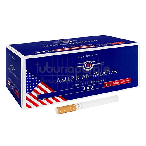 Tuburi Tigari American Aviator XL (20 mm) 300 Cutie cu 300 de tuburi injectat tutun cu filtru de 20 mm lungime American Aviator XL