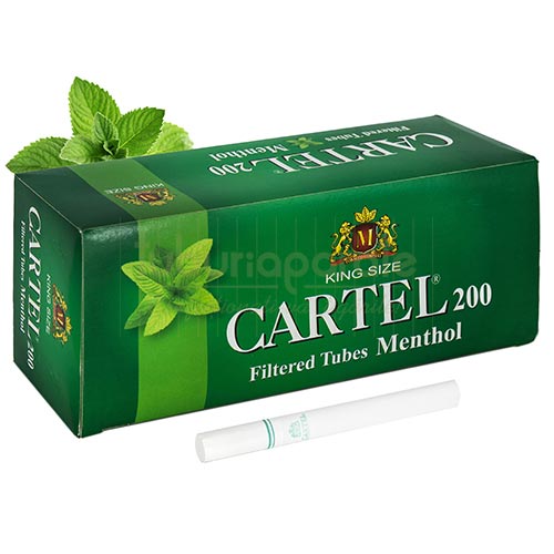 Tuburi Tigari Cartel Menthol 200 Cutie cu 200 tuburi tigari Cartel menthol cu diametru de 8 mm