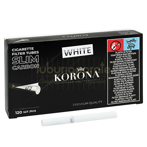 Tuburi Tigari Korona Slim Dual White Carbon 120 Tuburi Tigari Korona Slim Dual White Carbon 120
