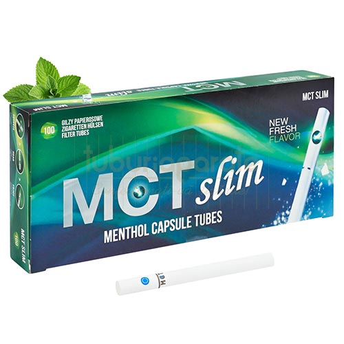 Tuburi Tigari MCT Slim Click Menthol 100 Tuburi slim pentru injectat tutun cu bila mentolata (click) MCT Slim Click Menthol