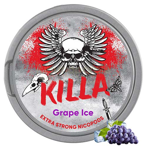 Pouch nicotina Killa Grape Ice Strong (12,8 mg/pouch) 20 de pliculete cu nicotina de vanzare aroma de struguri cu gheata Killa Grape Ice Extra Strong
