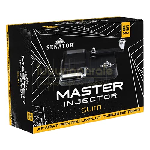 Aparat Injectat Senator Master Slim (6,5 mm) cu Manivela Aparat injectat tutun pentru tuburi tigari slim de 6,5 mm cu manivela Senator Master