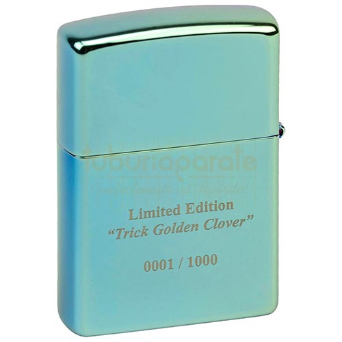 251760 Bricheta Zippo Trick Golden Clover Bricheta metalica cu benzina Zippo editie Trick Golden Clover