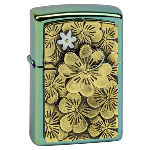 251760 Bricheta Zippo Trick Golden Clover Bricheta metalica cu benzina Zippo editie Trick Golden Clover