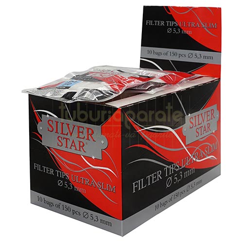 Filtre Tigari Silver Star Extra Slim 5,3/15 mm (150) pachet cu 150 filtre pentru tigari Silver Star Extra Slim 5,3/15 mm
