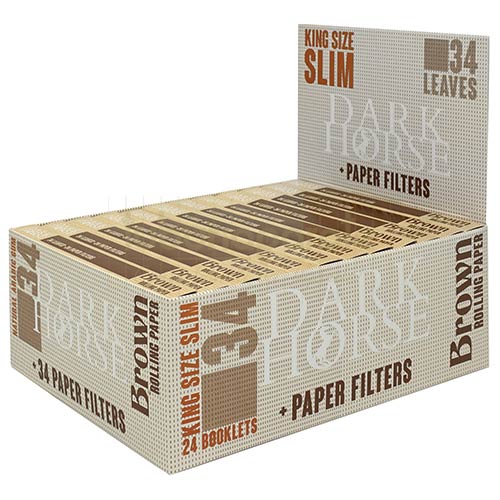 Foite Rulat Tutun Dark Horse Brown KS + Filter Tips Pachet cu 44 de foite king size si filtre carton Dark Horse Brown King Size