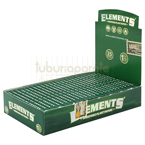 Foite Rulat Tutun Elements Green 1 1/4 Pachet cu 50 foite pentru rulat tigari Elements Green 1 1/4