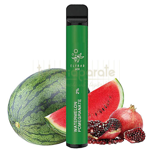 Elf Bar Watermelon Pomegranate 600 pufuri (2% nicotina) Mini narghilea unica folosinta - Elf Bar Watermelon Pomegranate cu 600 pufuri si 20 mg nicotina - TuburiAparate.ro