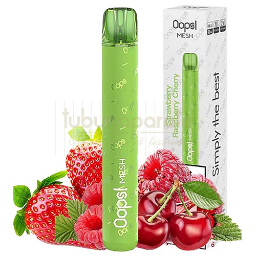 Mini narghilea OOPS Mesh Strawberry Raspberry Cherry (2% nicotina) Mini narghilea de unica folosinta OOPS Mesh cu aroma de capsuni, zmeura si cirese