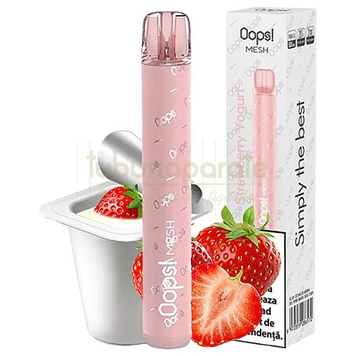 Mini narghilea OOPS Mesh Strawberry Yogurt (2% nicotina) Mini narghilea de unica folosinta OOPS Mesh cu aroma de iaurt de capsuni