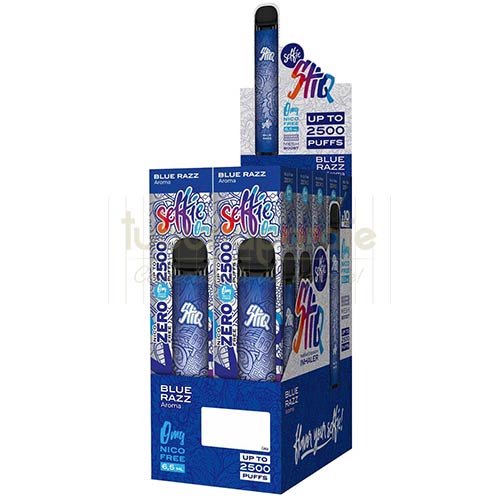 Mini narghilea Selfie STIQ Blue Razz (0 mg) 2500 pufuri Tigara electronica de unica folosinta fara nicotina, 2500 pufuri si aroma de zmeura albastra Selfie STIQ Blue Razz