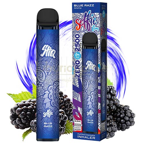 Mini narghilea Selfie STIQ Blue Razz (0 mg) 2500 pufuri Tigara electronica de unica folosinta fara nicotina, 2500 pufuri si aroma de zmeura albastra Selfie STIQ Blue Razz