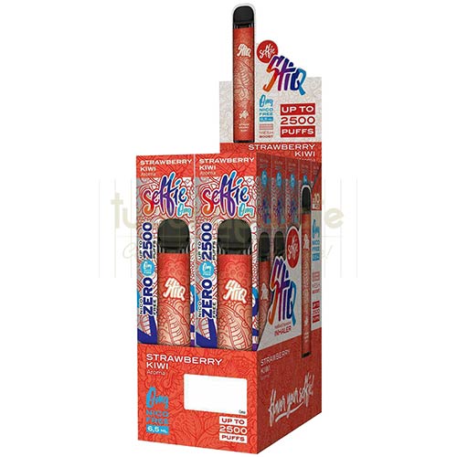 Mini narghilea Selfie STIQ Strawberry Kiwi (0 mg) 2500 pufuri Tigara electronica de unica folosinta fara nicotina, 2500 pufuri si aroma de capsuni si kiwi Selfie STIQ Strawberry Kiwi