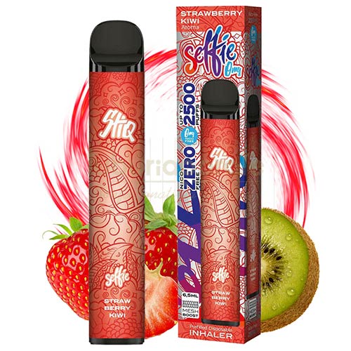 Mini narghilea Selfie STIQ Strawberry Kiwi (0 mg) 2500 pufuri Tigara electronica de unica folosinta fara nicotina, 2500 pufuri si aroma de capsuni si kiwi Selfie STIQ Strawberry Kiwi
