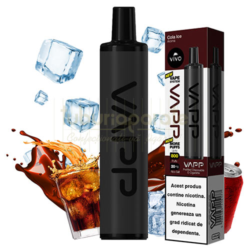 Mini narghilea VAPP Cola Ice (20 mg) 800 pufuri Narghilea de buzunar cu nicotina aroma de cola si 800 pufuri VAPP Cola Ice