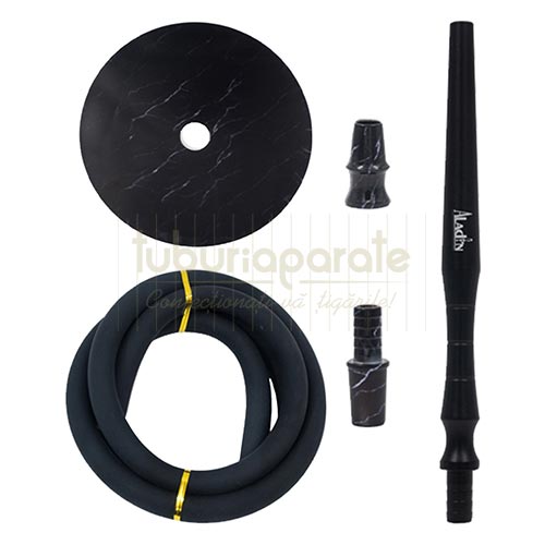 Narghilea Aladin Alux Marmor Black 38 CM Narghilea din sticla de inalta calitate si otel inoxidabil Aladin Alux Marmor Black 38 CM