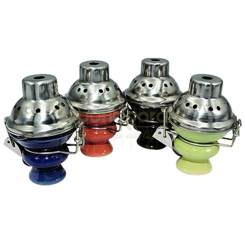 Creuzet narghilea cu capac antivant Multicolor Creuzet din ceramica prevazut cu capac antivant multicolor