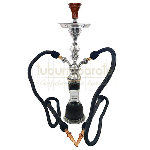Narghilea Egipteana T52 Black 71 CM Shisha cu doua furtunuri confectionata manual in Egipt T52 Black 71 CM