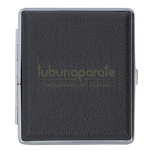 Tabachera Tigari DM 28 (100 MM) Tabachera pentru tigari lungi 100 mm marca DM 28 cu exterior piele ecologica neagra