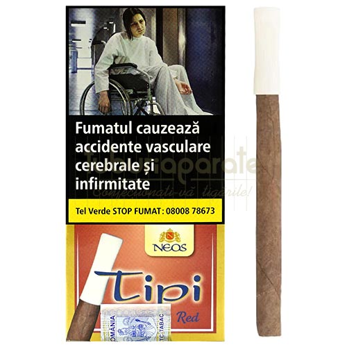 Tigari de foi Neos Tipi Vanilla Red 14g (vanilie) 5 Pachet cu 5 tigari de foi cu mustiuc din plastic si aroma de vanilie Neos Tipi Vanilla Red
