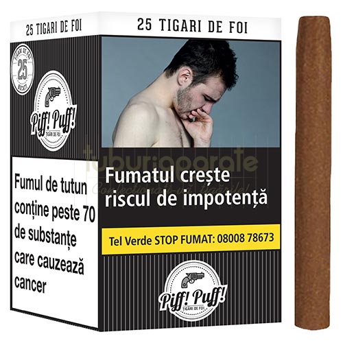 Tigari de foi Piff Puff 240g (25) Pachet cu 25 de tigari de foi ieftine de fumat marca Piff Puff la 240g