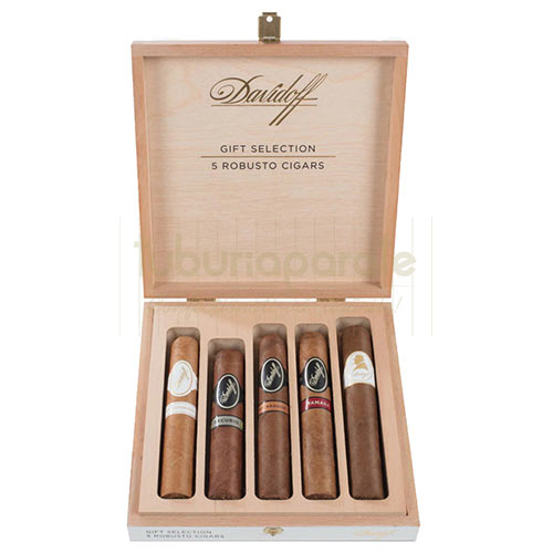 Trabucuri Davidoff Robusto Selection (5) Set de 5 trabucuri in cutie din lemn de calitate premium Davidoff Robusto Selection