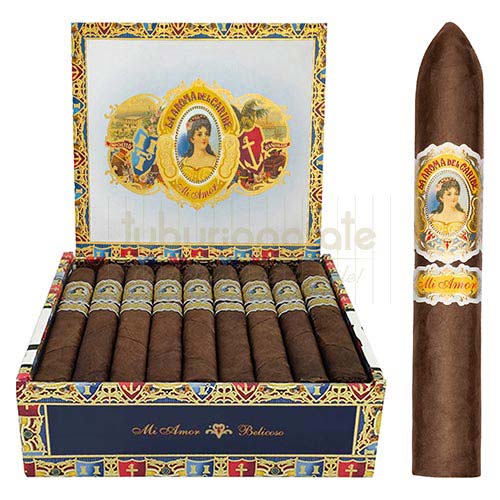Trabucuri La Aroma Del Caribe Mi Amor Belicoso (25) Cutie din lemn cu 25 de trabucuri La Aroma Del Caribe Mi Amor Belicoso confectionate manual