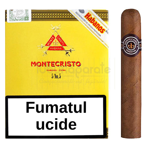 Trabucuri Montecristo No. 5 (5) Pachet cu 5 trabucuri cubaneze confectionate manual Montecristo No. 5 (5)