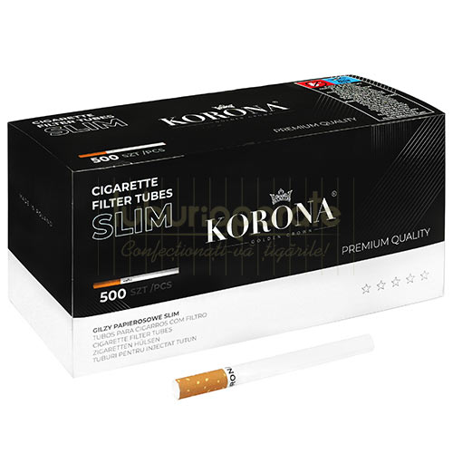 Tuburi Tigari Korona Slim 500 Cutie cu 500 tuburi tigari Korona Slim cu lungimea de 80 mm