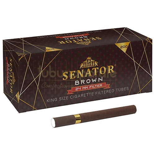 Tuburi Tigari Senator Xtra Brown (24 mm) 200 Cutie de 200 de tuburi tigari maro cu inel auriu pentru injectat tutun Senator Xtra Brown