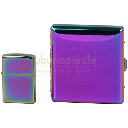 255091 Set cadou Zippo Rainbow Set cadou Zippo cu bricheta si tabachera editie Rainbow