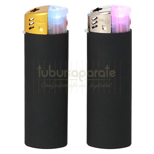 Bricheta Gaz 12 Light Bricheta cu flacara normala reincarcabila cu gaz cu LED multicolor incorporat in buton