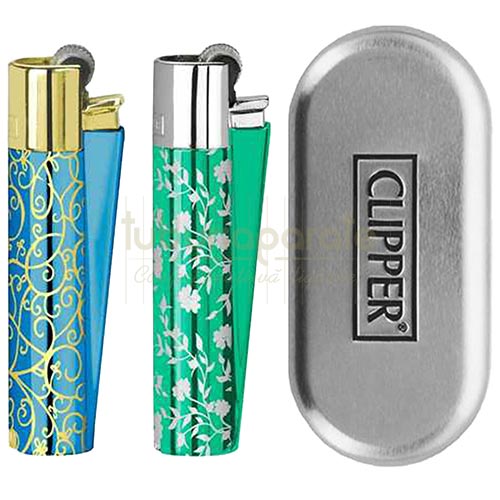 Bricheta Clipper 58 Blue & Green Pattern (metalic) Bricheta reutilizabila cu gaz originala marca Clipper 58 metalica Blue & Green Pattern