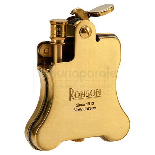 Bricheta Ronson Banjo Brass Satin Bricheta cu benzina din otel inoxidabil Ronson Banjo Brass Satin