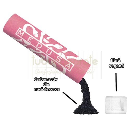 Filtre Tigari Medusa Rose Slim Carbon 6/25 (50) Plic cu 50 de filtre tigari bio cu carbon activ din cocos Medusa Rose Slim Carbon 6/25