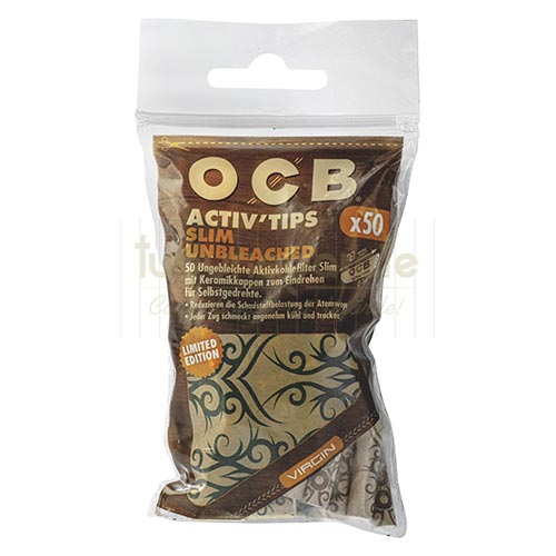 Filtre Tigari OCB Virgin Activ Tips Limited Edition 7/27 mm (50) Pachet cu 50 filtre de rulat tigari OCB Virgin Activ Tips Limited Edition 7/27 mm