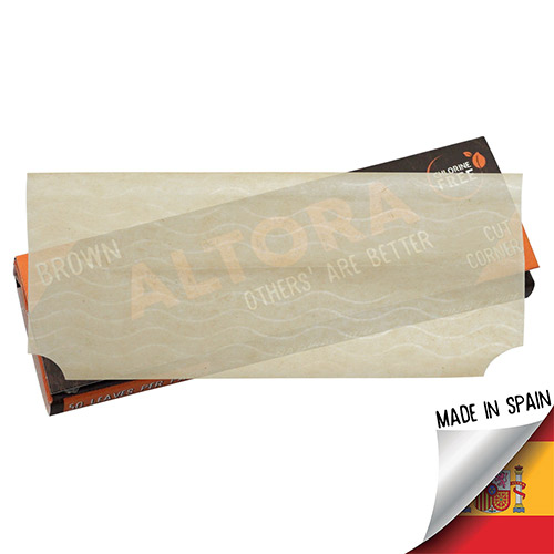 Foite Rulat Tutun Altora Brown Cut Corner (14 gsm) Pachet cu 50 foite maro unbleached cut corners fabricate in Alcoy Spania marca Altora
