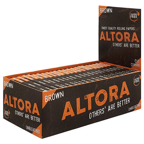Foite Rulat Tutun Altora Brown Cut Corner (14 gsm) Pachet cu 50 foite maro unbleached cut corners fabricate in Alcoy Spania marca Altora