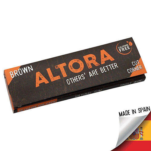 Foite Rulat Tutun Altora Brown Cut Corner (14 gsm) Pachet cu 50 foite maro unbleached cut corners fabricate in Alcoy Spania marca Altora