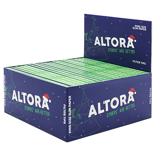 Foite rulat tutun Altora Christmas Edition 2024 (KS Slim + FT) Pachet cu 32 foite de rulat tutun Altora Christmas Edition 2024 cu filtre din carton incluse