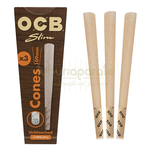 Conuri OCB Virgin (3 buc) Conuri prerulate cu foita de culoare maro si filtru din carton marca OCB Virgin in pachet de 3 conuri