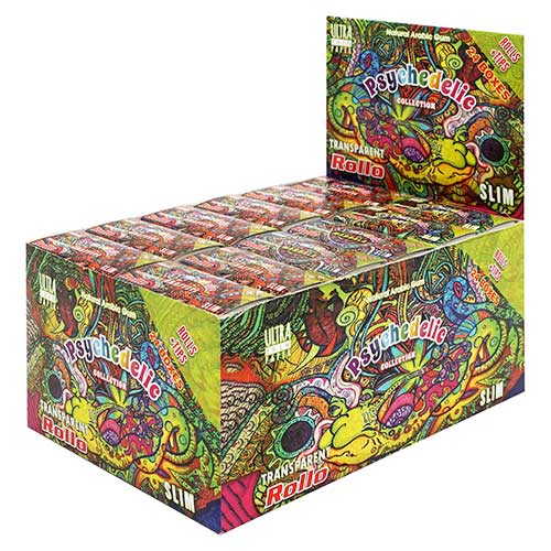 Foite Rollo Slim Psychedelic Rola + Filter Tips (4m) Foite Rollo Slim Psychedelic la Rola cu lungimea de 4 metri cu filter tips din carton