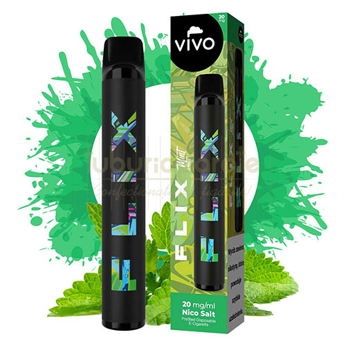 Mini narghilea VIVO FLIX Mint (20 mg) 700 pufuri Mini narghilea de unica folosinta VIVO FLIX Mint (20 mg) cu aroma de menta
